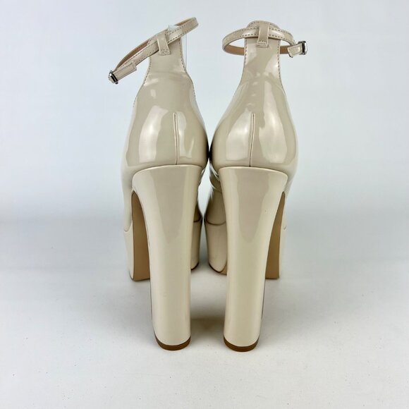 Steve Madden Womens Skyrise Platform Pumps Bone Patent Chunky Heel size 10M - Picture 4 of 16